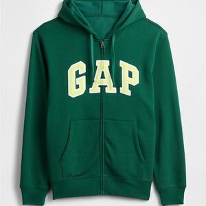 GAP Forest Green Zip-Up Hoodie with Yellow Lettering